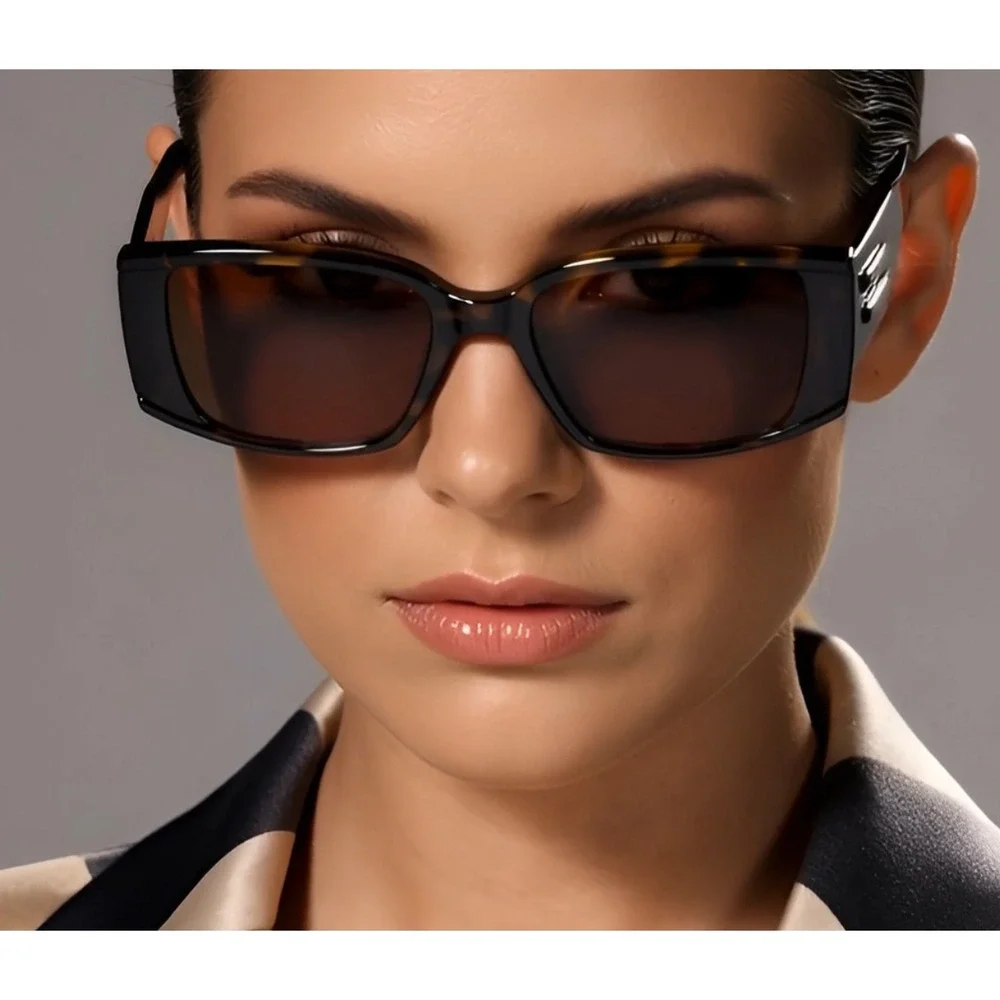 Tortoise Sunglasses‎ Retro Rectangle Brown Lens UV400 Protect Fancy Style Women